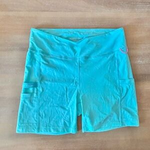 Outdoor Voices High Waist Bike Shorts Side Pockets, 5” Inseam, Lt Blue, Sz L
